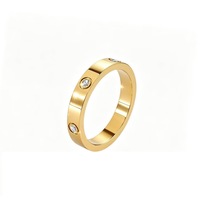 Bague en acier inoxydable 304 avec strass, gravée CNC, dorée, 4mm 5mm, en gros, en stock, bijoux de mode
