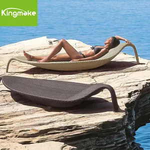 hot sale outdoor swimming pool sunbed leaf shaped beach villa rattan sun lounger