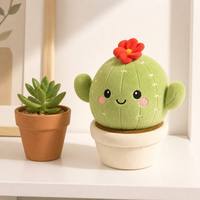 Peluche Cactus Mignonne en Pot, Poupée en Peluche Plante Souriante, Vente Directe Usine, Faible MOQ, Logo Personnalisé OEM ODM, Cadeaux pour Enfants et Maison
