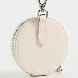 Custom Beige Leather <b>Small</b> Coin Bag Hook Portable Unisex Zipper Card <b>Purse</b> Shopping Walking Dog Traveling Eco-Friendly Chain - Product Image 2