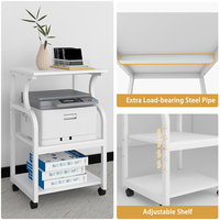 Imprimante de table JH-Mech pour le bureau à domicile, rangement durable, réglable, portable, 19,7" x 15,8" x 30,7", en acier blanc, support pour imprimante
