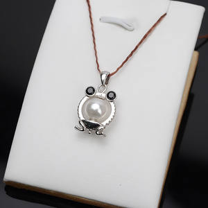 Handmade S925 Silver Frog Pendant DIY Animal-Shaped Necklace 8-8.5mm Through-Hole Pearl Empty <b>Holder</b> Accessory for Women 580 - Product Image 1