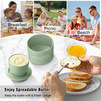 Ensemble d'ustensiles de cuisine de style ferme européen en silicone durable, comprenant un beurrier, un récipient de stockage hermétique, des plats de service, des assiettes et des couvercles, très demandé