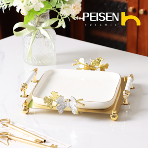 Nouvel ensemble de vaisselle à steak à bord doré, plateau décoratif en métal papillon pour hôtels, assiette à dessert <span class=keywords><strong>personnalisable</strong></span> pour gâteaux - Product Image 6