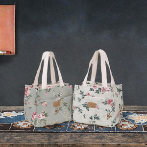 Sac à déjeuner isotherme en toile, sac fourre-tout réutilisable pour pique-nique, imprimé floral et papillon, pour l'école, le bureau, les voyages, écologique et réutilisable - Product Image 3