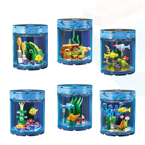 Onderzeese serie bouwsteenset met LED-licht Onderwaterwereldmodel DIY-montage Bouwsteen Aquarium Desktopornamenten - Product Image 1