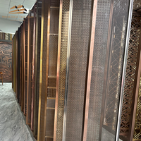 Panneau d'écran décoratif multifonctionnel en acier inoxydable découpé au laser, translucide et revêtu, pour séparation de pièce de salon 3