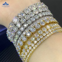 Bijoux fins 3mm 4mm 5mm 6mm VVS diamant Moissanite Tennis chaîne collier Bracelet 925 argent glacé chaîne