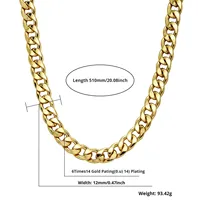 JABBRA24010001 Bracelet de mode hip-hop européen et américain en acier inoxydable or 12mm 14K vente à chaud de chaîne cubaine nouveau style