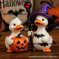 Ensemble d'ornements de canards créatifs tendance pour Halloween, canards miniatures en résine avec citrouille et chapeau de sorcière, cadeau d'automne en provenance de Chine