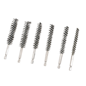 Spazzola per la pulizia del tubo con foro in <span class=keywords><strong>acciaio</strong></span> inossidabile punta da trapano rotonda per spazzola metallica per la rimozione della ruggine con gambo esagonale da 6mm - Product Image 1
