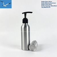 Botella de Aluminio Plateada de 50ml/150ml con Bomba Pulverizadora para Lociones, Dispensador Metálico Ecológico para Cuidado de la Piel, Aceites Esenciales, Recargable y Vacía