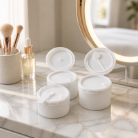 Pots cosmétiques vides économiques, pots pour crème pour le visage, surface personnalisée, emballage OEM, étiquette privée, pot rond en plastique PP avec couvercle à clapet