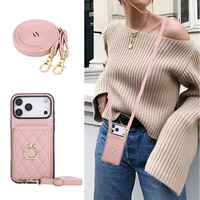 Étui portefeuille Premium pour iPhone 17 Pro avec cordon tour de cou, sangle bandoulière et anneau de maintien en cuir PU pour iPhone 17 Pro Max