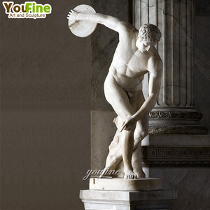 Statue de lancer de <span class=keywords><strong>disque</strong></span> en marbre taille réelle, sculpture d'art sculptée à la main pour extérieur, villa, parc, jardin - Product Image 4