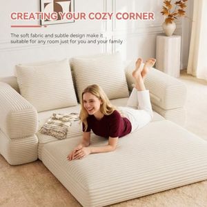 Convertible Folding Floor Sofa Bed Queen Size Foldable <strong>Sleeper</strong> 4-in-1 Sofa Bed Corduroy Upholstery Boneless Mattress Couch - Product Image 3