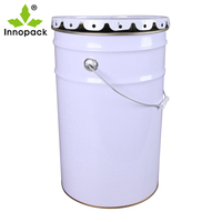 Seau en métal et acier de 25 litres pour produits chimiques, peinture et huile, avec couvercle métallique, vente en gros