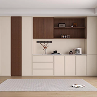 Armoire de rangement avec portes battantes en placage de bois color block, meuble de salon