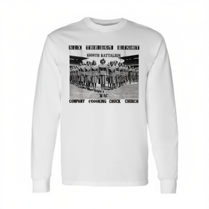 Camiseta de manga larga Six Triple Eight 6888th Battalion WAC, diseño histórico del Cuerpo del Ejército negro para mujer, cuello redondo unisex para adultos - Product Image 2