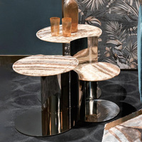 Ensemble de tables basses modernes de luxe JS GRANGERBJ, plateau en marbre doré, écologique, durable, réglable, pour salon