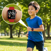 Jam Tangan Olahraga Digital Anak-anak Monitor Denyut Jantung Penghitung Langkah Kalori Jam Tangan Siswa Tali Silikon Merah Hadiah Anak Laki-laki Perempuan