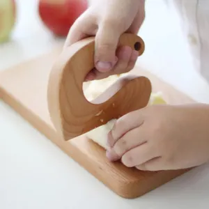 Couteau en bois sûr pour enfants, planche à découper de cuisine et ensemble de jouets de cuisine, coupeur en bois de hêtre pour enfants