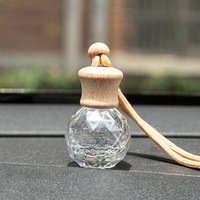Diffuseur de parfum pour voiture en verre, forme sphérique, diamant, luxe, couvercle en bois vide, portable, 11 ml