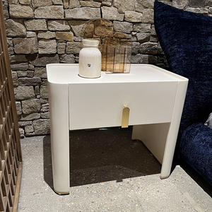 Venta Directa de Fábrica: Mesita de Noche Rectangular Minimalista Blanca Brillante para Dormitorio, Mueble de Almacenamiento de Madera para el Hogar - Product Image 1