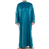 Nouvelle conception de robe musulmane saoudienne Thobe Jubah Indonésie, vert, bleu marine, noir, Abaya pour hommes, mode