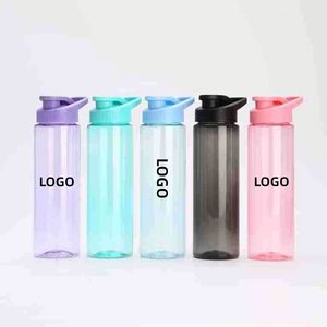 Colored BPA Free Clear Portable Sport Water <b>Bottle</b> Leak Proof <b>Flip</b> Lid Straw Tumbler Plastic Water Cups <b>with</b> Logo - Product Image 1