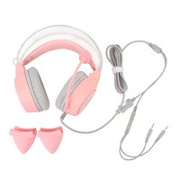 Casque de jeu avec oreilles de chat, lumière RGB rose, bandeau réglable, casque de jeu filaire avec micro pour PC, ordinateur portable, console de jeu
