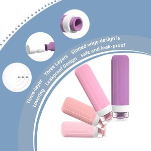 Portable Silicone Liquid Bottles Leakproof Refillable With <b>Storage</b> Pouch Shampoo Containers for Outdoor Trip - Product Image 2