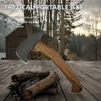Hache tactique industrielle multifonctionnelle portable en acier inoxydable avec manche en bois pour couper, hacher et allumer du feu