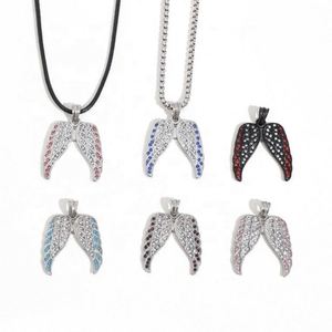 Zoryn Wholesale 316L Stainless Steel Rhinestone <b>Angel</b> Wings Pendant Necklace Jewelry for Women - Product Image 2