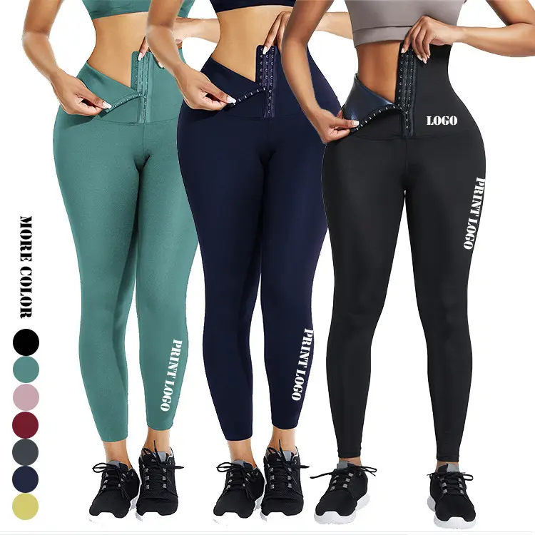 Custom Logo Breathable Hooks Waist Women Fitness Training Tights High Waist Yoga Pants Outdoor Sports Corset Leggings