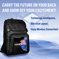 Nueva fábrica de moda al por mayor PU impermeable pantalla LED 15,6 pulgadas mochila portátil de negocios con puerto de carga USB