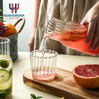 Carafe et verres à eau modernes en verre côtelé de 500 ml pour chambre, salle de bain, cuisine, théières et bouilloires