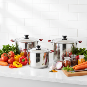 Ensemble de cuisson 6 pièces en acier inoxydable pour cuisinière à induction, écologique, avec casseroles et couscoussier - Product Image 1