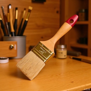 Pincel de cerdas de cerdo con mango de madera de 12-20 mm, color amarillo dorado, para pintar, cepillar y limpiar - Product Image 1