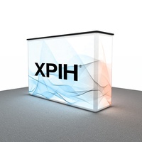 Comptoir de stand d'exposition personnalisé avec rétroéclairage LED gratuit, nouveau design, 4 pieds, portable, en tube d'aluminium, tables modulaires de promotion