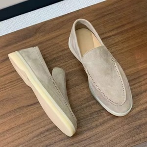 รองเท้าเดินและขับรถแบบ unisex รองเท้าโลฟเฟอร์หนังแท้ รองเท้าสวมลำลองแบบส้นแบนหนังกลับหนังแกะ พื้นรองเท้ายาง มีไซส์ใหญ่พิเศษ - Product Image 3