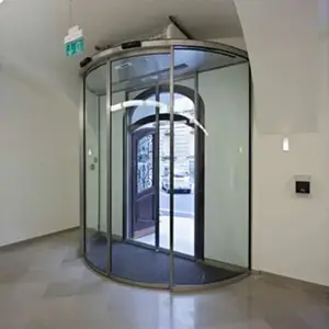 การออกแบบที่ทันสมัยอลูมิเนียมภายในประตูบานเลื่อนไม่มีเสียงโค้งประตูด้านเข้ากระจกอัตโนมัติ