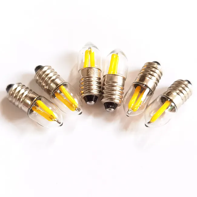 Lâmpada LED Mini Neon E10 12V 24V 0.3-0.5W 2600K Lanterna Branca Tochas Lâmpada de sinalização automotiva