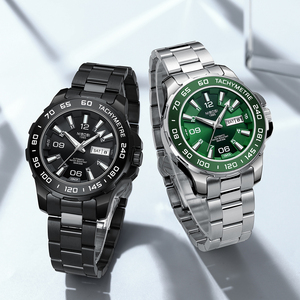 Reloj Mecánico Antiguo de Lujo para Hombre, Modelo 2596, con Esfera de Cristal Genuino, Correa de Acero Inoxidable, Resistente al Agua, GMT, Automático, para Negocios - Product Image 5