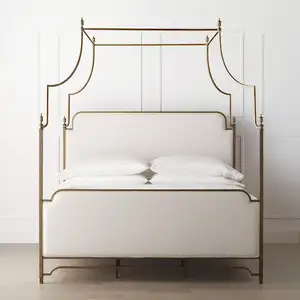 Luxury high quality modern style acrylic bed with brass metal lucite bed frame king queen size for bedroom
