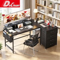 Escritorio para Juegos en Forma de L con Cajones, Bolsillos de Tela y Soporte para Monitor para Oficina en Casa, Venta al Por Mayor
