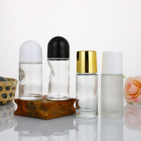Flacon de déodorant roll-on de 50 ml avec bille roulante en plastique, flacons en verre transparent vides pour huile essentielle, parfum
