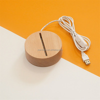 Interrupteur Usb lumineux solide Base de veilleuse Lampe acrylique 3d Base en bois Led Bases de veilleuse en bois