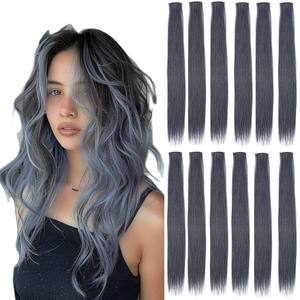 Extensions de cheveux de marques nationales, 60 cm, lisses, teintes, en fibre haute température, lot de 5 pièces pour femmes, style Miss - Product Image 1