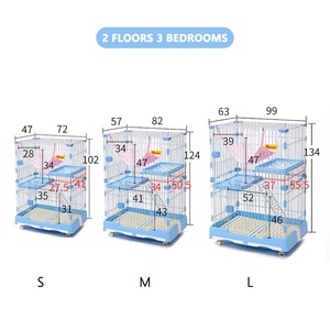 Wholesale Cheap 3-Story Home Pet Habitat Metal Large Stainless Steel Wire <b>Cat</b> Villa House <b>Cage</b> With Wheels Movable - Product Image 2